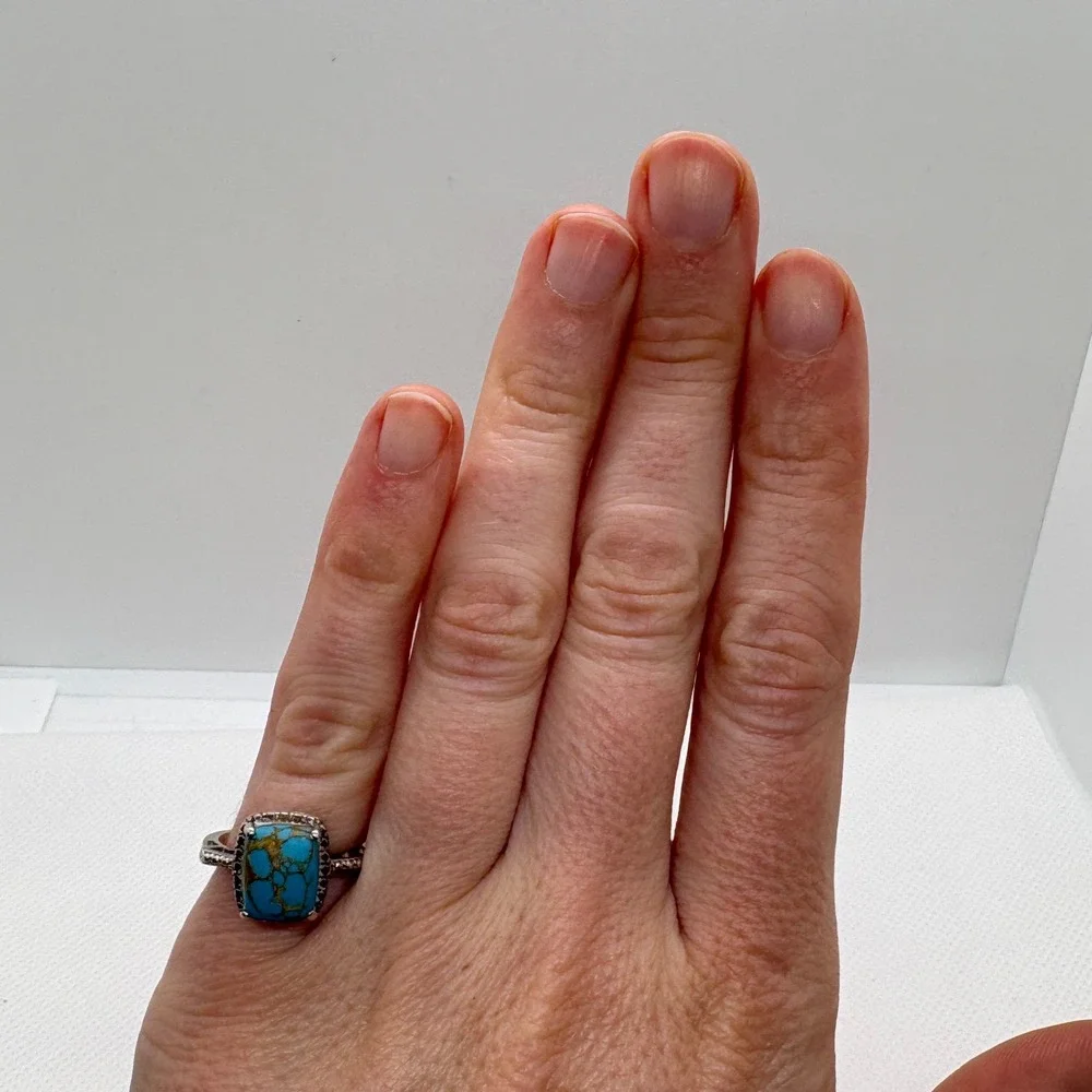 STS Chuck Clemency Turquoise Ring Size 5 Sterling Silver 925 Textured Band